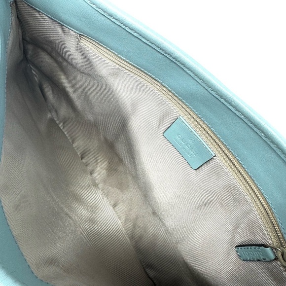 Gucci Vintage Jackie Hobo – Baby Blue Embossed Suede Shoulder Bag - Picture 10 of 14